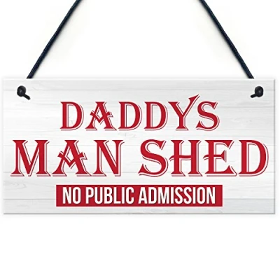 Image of RED OCEAN Daddy&#039;s Man Shed Cave Sign Garage Hanging Plaque Fathers Day Dad Den Door Gift