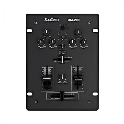 Image of 2 Channel DJ Mixer with Crossfader and USB SubZero DM 200