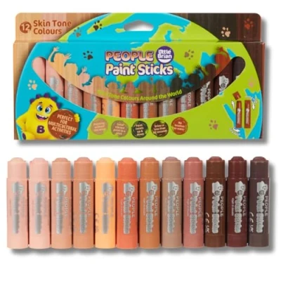 Image of Little Brian Paint Sticks People Colours, 12 Pack Sticks, Kids Pens Twist Up &amp; Down, Mess Free Painting, Easy to Use Clean