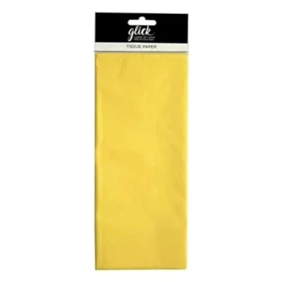 Image of Glick Four Sheets of Lemon Yellow Tissue Paper, Each Sheet 750mm x 500mm Paper Yellow, for Gift Wrapping, Birthday