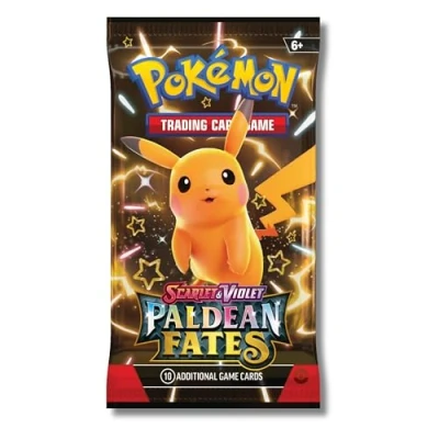 Image of Pokemon Scarlet &amp; Violet Paldean Fates Booster Pack Various Artwork including Shiny Pikachu