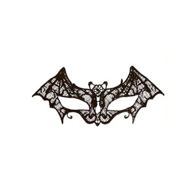 Image of HENBRANDT 1 x Black Lace Bat Mask Masquerade Eye Domino Gothic Vampire Accessories Eyemask Halloween Fancy Dress Costume for Adult