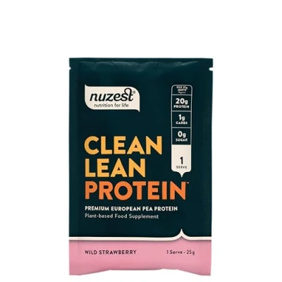Image of Nuzest Clean Lean Protein Wild Strawberry Vegan Powder Complete Amino Acid Profile Plant Based Workout &amp; Recovery Fuel All Natural Food Supplement 25g Sachet (1 Serving)
