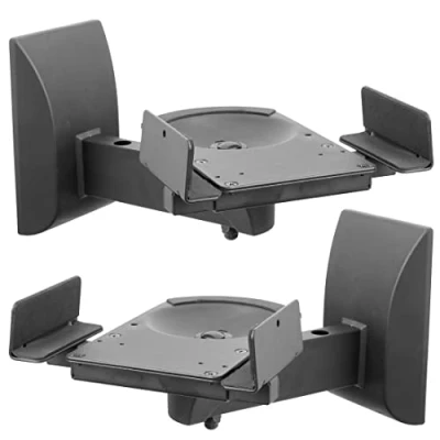 Image of Mount It! Speaker Wall Mounts, Pair of Universal Side Clamping Bookshelf Mounting Brackets, Large or Small Speakers, 2 55 Lbs Capacity, Black (MI SB37)
