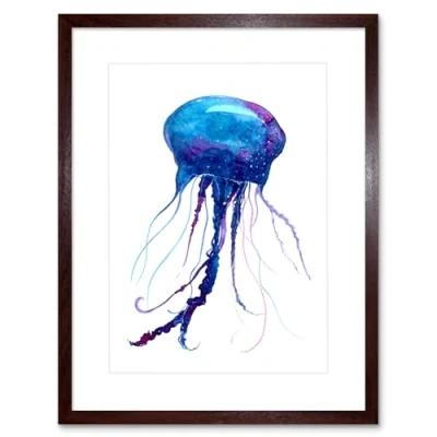 Image of Wee Blue Coo Jellyfish Watercolour Painting Art Print Framed Poster Wall Decor 12x16 inch