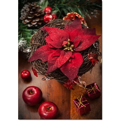 Image of doodlecards Pack of 10 Christmas Cards and Envelopes Traditional Poinsetta. Printed in UK, Premium Quality &amp; 100% Recyclable.