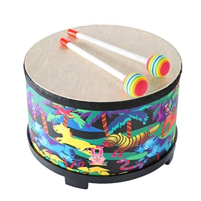 Image of Baby Drum for Kids, Floor Tom 10 inch Percussion Music Instrument Kids with 2 Mallets Children, Christmas Birthday Gift (Forest inch)