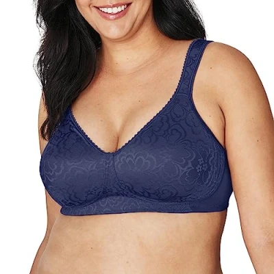 Image of PLAYTEX 18 Hour Ultimate Lift Wireless Bra, Wirefree Bra with Support, Full Coverage for Everyday Comfort, Blue Velvet, 40D