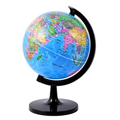 Image of Fun Lites 20CM World Globe for Kids Learning, DIY Assemble Educational Rotating Map Globes Large Size Decorative Earth Children Classroom Geography Teaching, Desk and Office Decoration