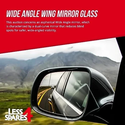 Image of Less4spares side View Replacement Wing Mirror Glass Compatible with Hyundai Tucson 2015 2021 Blind Spot Right Driver off RHS O/S