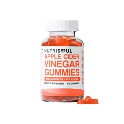 Image of Apple Cider Vinegar Gummies with The Mother 1000mg Enhanced ACV Vitamins B12, B9 &amp; Folic Acid 60 Cold Pressed, Vegan Capsules Beetroot Pomegranate Powder Natural Ingredients