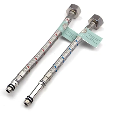 Image of Xcel Home 2 x M10 x1/2 Flexible Tap Connectors (200mm) 10 Lengths Pair of BSP Kitchen/Basin Monobloc Mixer Flexi Pipe Tails Braided Stainless Steel