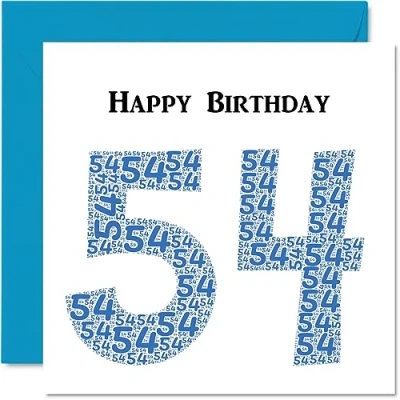 Image of Fun 54th Birthday Cards for Men Shapecloud Happy Card Dad Mum Grandad Nanny Grandma Uncle Auntie Cousin Friend, 145mm x Greeting Cards,