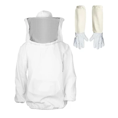 Image of QWORK Beekeeping Suit with Long Gloves, Beekeeper Jacket Veil, for Professional Bee Bite Prevention, XL