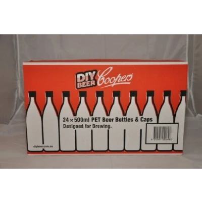 Image of 24 Cooper 500ml PET Plastic Amber Home Brew Beer Bottles with Screw Caps