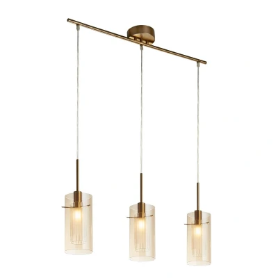 Image of Duo III 3 Light Bar Pendant Bronze, Champagne Glass