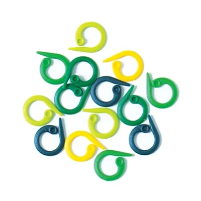 Image of KnitPro Split Ring Markers, Green, Blue, Yellow, 30 Pieces