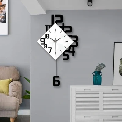 Image of LIANZHUANG Large Wall Clock for Living Room Decor, Silent Modern Battery Operated Decorative Pendulum Clocks Kitchen, Bedroom, Office, Gifts,50cm