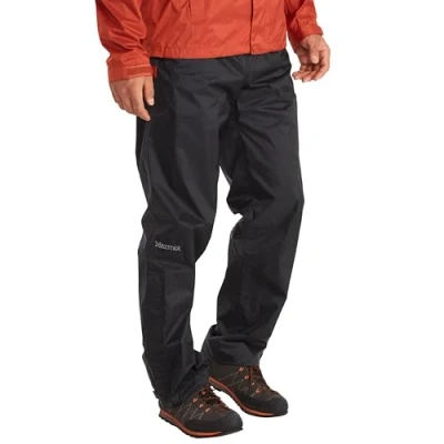 Image of Marmot Men&#039;s Precip Eco Pant, Waterproof Trousers, Breathable Overtrousers, Lightweight Hiking Windproof Trekking Pants, Black, S, Short