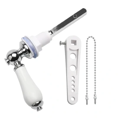 Image of Ceramic Toilet Flush Handle, Traditional Victorian Handle Replacement Universal Fit Cistern Chrome Plated Metal Lever for Wc Tank