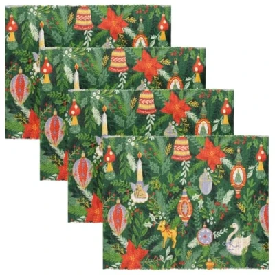 Image of furn. Deck The Halls Digitally Printed Placemats (Set of 4) Green One Size