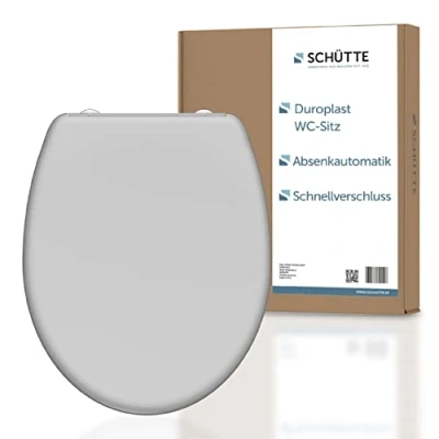 Image of Schütte 82302 A GRAU Grey with Soft Close Mechanism, Quick Release for Easy Cleaning, Duroplast lid (max. Load of The Toilet seat 150 kg), Gray