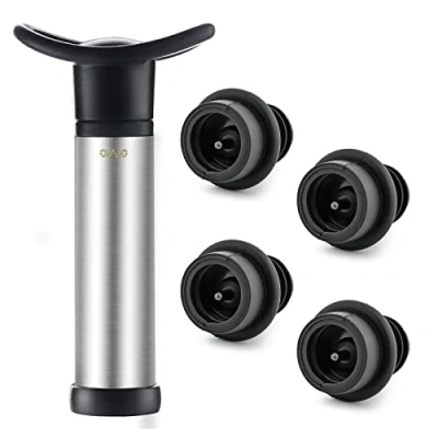 Image of OWO Wine Saver with 4 Vacuum Stoppers, Stopper, Reusable Bottle Sealer Keeps Fresh (Wine Pump+4 Stoppers)