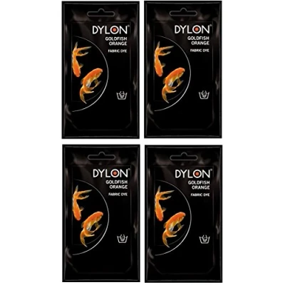 Image of Pack Of 4 Dylon Fabric &amp; Clothes Dye Hand Wash Only 55 Goldfish Orange
