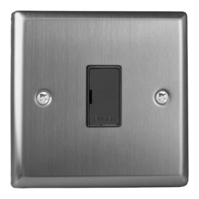 Image of Varilight XT6UB Classic Brushed Steel 1 Gang 13A Unswitched Fused Spur