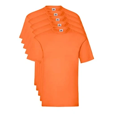 Image of Fruit of the Loom Men&#039;s Valueweight 5 Pack T Shirt, Orange (Orange 44), X Large Manufacturer Size L UK