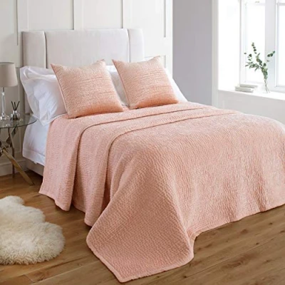 Image of Paoletti Brooklands Bedspread, Blush, 265 x 265cm