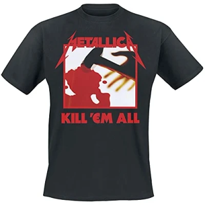 Image of Metallica Men&#039;s Kill &#039;Em All Tracks BL_TS:1XL T Shirt, Black (Black Black), X (Size:X Large)