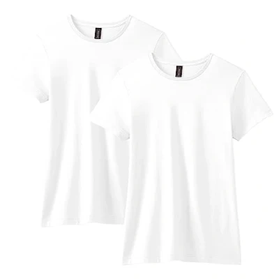 Image of Gildan Women&#039;s Fitted Cotton T Shirt, 2 Pack, White, Medium