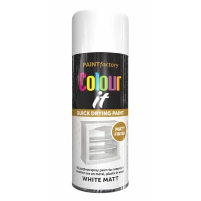 Image of AlezyB White Matt 400ml All Purpose Spray Paint Use on Metal, Wood, Plastic and Multipurpose Aerosol Professional Quality Perfect Finish, for Interior Exterior Excellent Coverage