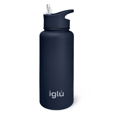 Image of iglu Reusable Water Bottles Premium Double Walled Stainless Steel Vacuum Insulated 24 Hours Cold &amp; 12 Hot Sweatproof BPA Free Great His Her Eco Friendly Gift (Blue Lagoon, 1L)
