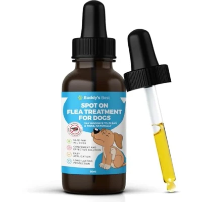 Image of Spot On Flea Treatment For Dogs Natural &amp; Tick Repellent Long Lasting Effective Protection 50ml