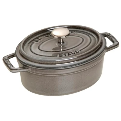 Image of STAUB Cast Iron Roaster/Cocotte, Oval 17 cm, 1 L, Graphite Grey