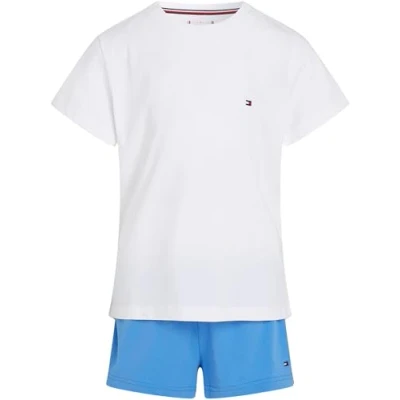 Image of Tommy Hilfiger Girl&#039;s Ss Short Pj Set Basics Ug0ug00745 Pyjamas, Blue (White/Blue Spell), 14 16 Years