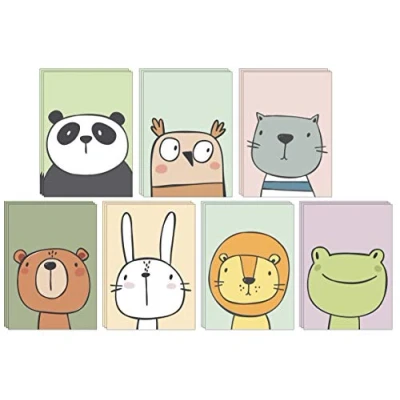 Image of 49 Eco Friendly Blank Animal Greeting Cards Made from Recycled Card with Green Envelopes