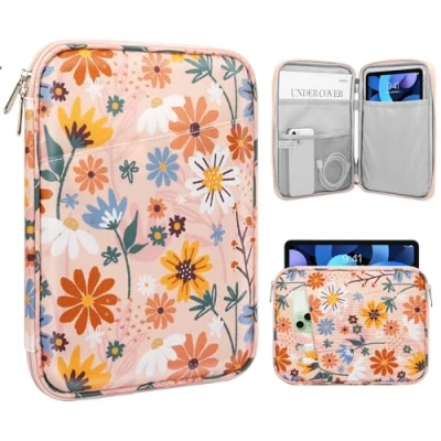Image of TiMOVO 9 11&quot; Tablet Sleeve for iPad 10th Gen. 10.9&quot;, 9th/8th/7th 10.2&quot;, Air 11/Air 5th/4th 10.9&quot;,Galaxy Tab A9+/A9 Plus 11&quot;, Protective Bag with Pocket, Yellow Flower