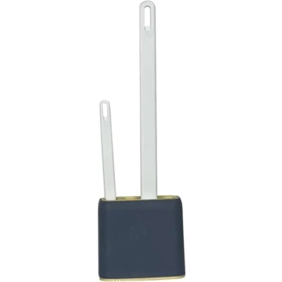 Image of Toilet Brush Silicone Flexible Bristles With Holder &amp; Bowl Cleaner Scrubber Set，Wall Mounted,Silicone Bathroom (2, Grey)
