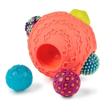 Image of B. Toys ? Ballyhoo Baby Ball 1 Big Textured with 5 Small Sensory Balls BPA Developmental for Babies 6 Months +