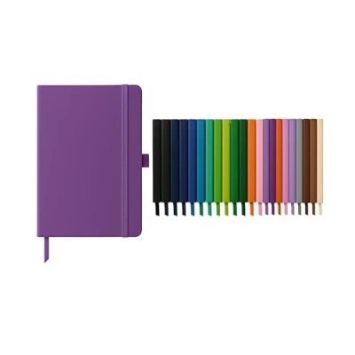 Image of Top Sale A5 Soft Cover 160 Pages (80 Sheets) Lined Notebook with Elastic Closure Band, Pen Holder and Matching Ribbon Marker (Purple)