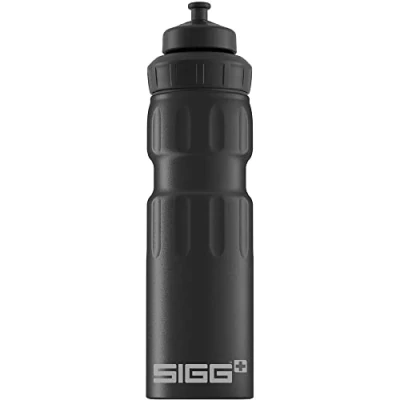 Image of SIGG Aluminium Sports Water Bottle WMB Black Touch With 3 Stage Cap Climate Neutral Certified Leakproof Lightweight BPA Free 0.75L