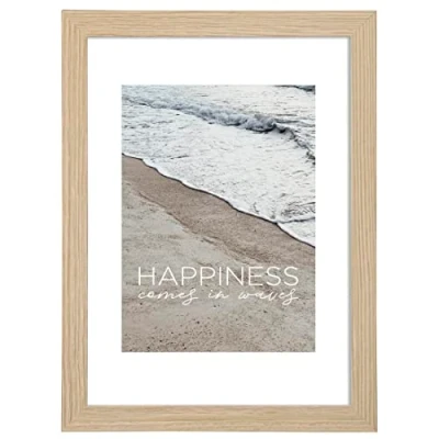 Image of Hama &quot;Waves Picture Frame 10 x 15 cm (Wooden Frame, Photo Portrait, Landscape, for Hanging, Standing, Hanging Format cm) Oak
