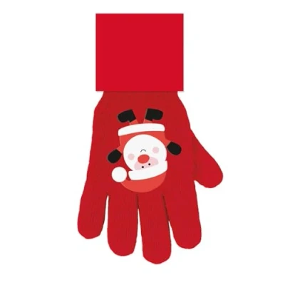Image of Childrens Novelty Christmas Gloves Red Festive Santa Design Onesize Kids Gift Xmas