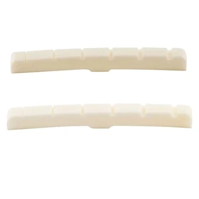 Image of Musiclily Pro 43mm Slotted Guitar Bone Nut Curved Bottom for Strat Tele Style Electric Guitar, 43x3.2x5.1mm (2 Pieces)