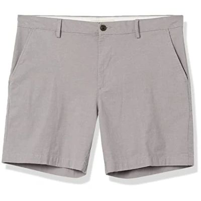 Image of Amazon Essentials Men&#039;s Slim Fit 7&quot; Lightweight Comfort Stretch Oxford Short (Previously Goodthreads), Light Grey, 32W