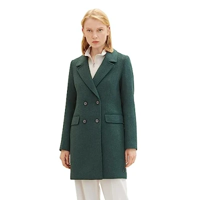 Image of TOM TAILOR Denim Women&#039;s 1038685 Coat, 10592 Midnight Forest Green Mélange, XL