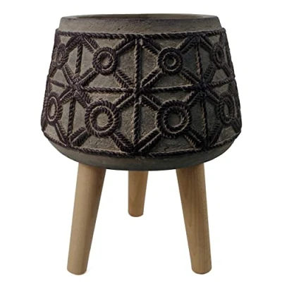 Image of Leaf Large Planters Plant Pots, 36cm Rope fibreglass Composite